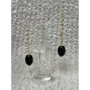 Milor 14K Yellow Gold Onyx Dangle Pierced Earrings #67818
